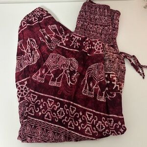 Bohemian Elephant Print Flowy Pants